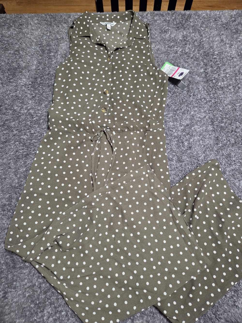 Speechless Olive Green Polka Dot Sleeveless Jumpsuit